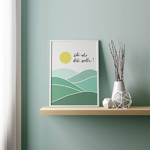 Grafika - Art print - Grafika - Deti Svetla (A5 - Tyrkysová) - 14928028_