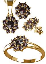 Sady šperkov - Súprava šperkov s posypom granátu v striebre a pozlátenom striebre - 14929618_