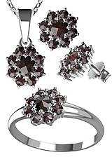 Sady šperkov - Súprava šperkov s posypom granátu v striebre a pozlátenom striebre - 14929626_