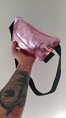 Kabelky - Papírová ledvinka // pink mini - 14933994_
