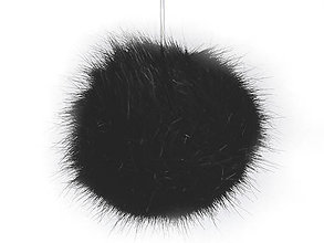 Galantéria - Kožušinový brmbolec na čiapku Ø7-9 cm (čierna) - 14932386_