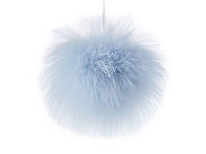 Galantéria - Kožušinový brmbolec na čiapku Ø7-9 cm (modrá svetlá) - 14932406_