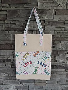 Nákupné tašky - Nákupná taška (Love biele) - 14935676_