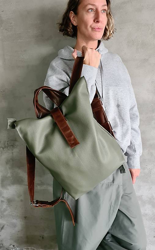 Batohy - ROLLTOP SAGE kožený ruksak - 14936932_