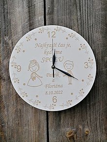 Hodiny - Svadobné hodiny biele z dreva - 14937093_
