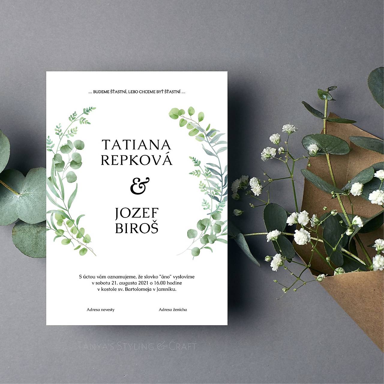 Prírodné svadobné oznámenie