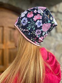 Čiapky, čelenky, klobúky - Kvetinková úpletová čiapka (Kvetinková čiapka) - 14935884_