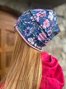 Čiapky, čelenky, klobúky - Kvetinková úpletová čiapka (Kvetinková čiapka) - 14935894_