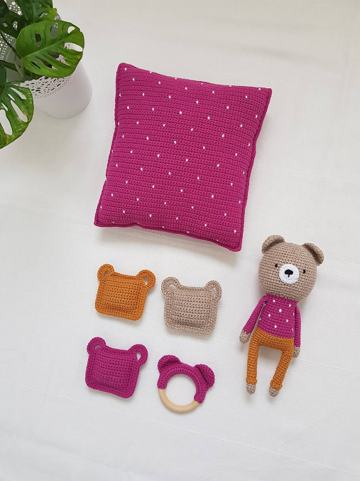 Detské doplnky - Háčkovaná sada pre detičky - ružová - 14936530_