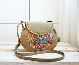 Kabelky - Maľovaná okrová kabelka s jesennou mandalou - 14940619_