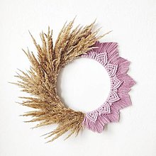 Dekorácie - Macramé závesný veniec SOLACE (Orgovánovo ružová) - 14942595_