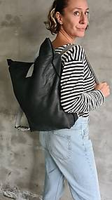 Batohy - ČIERNY kožený ruksak - 14941548_