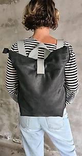 Batohy - ČIERNY kožený ruksak - 14941550_