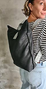 Batohy - ČIERNY kožený ruksak - 14941551_