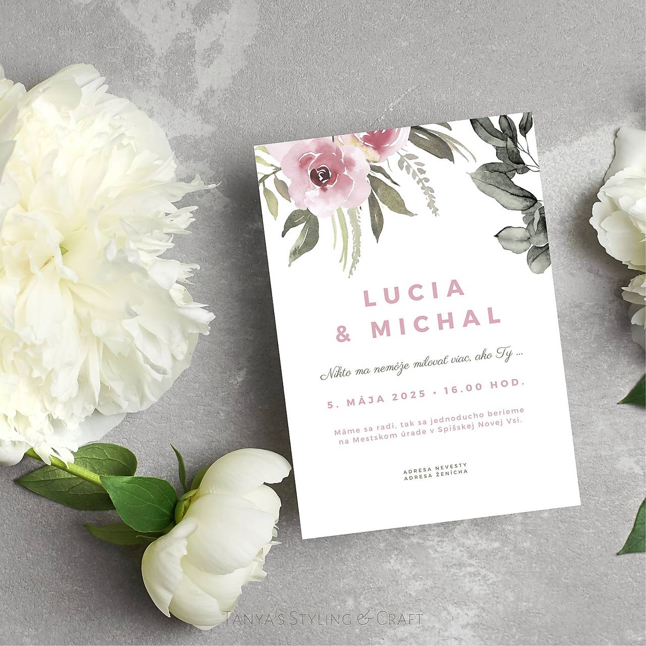 Kvetinkové svadobné oznámenie