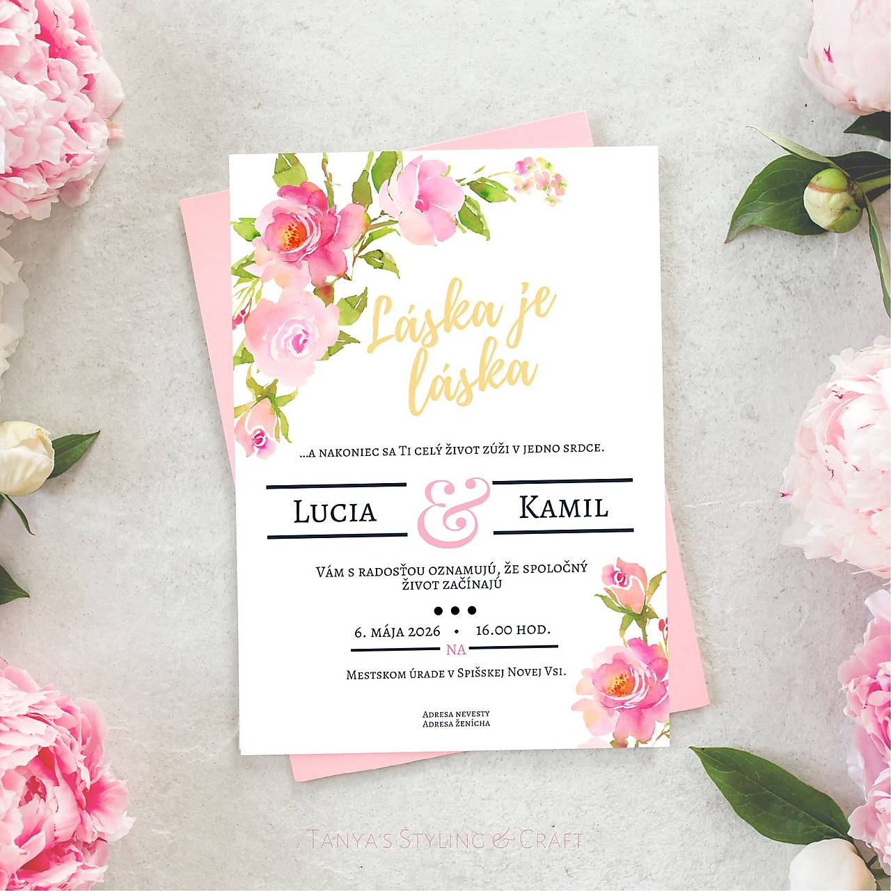 Kvetinkové svadobné oznámenie