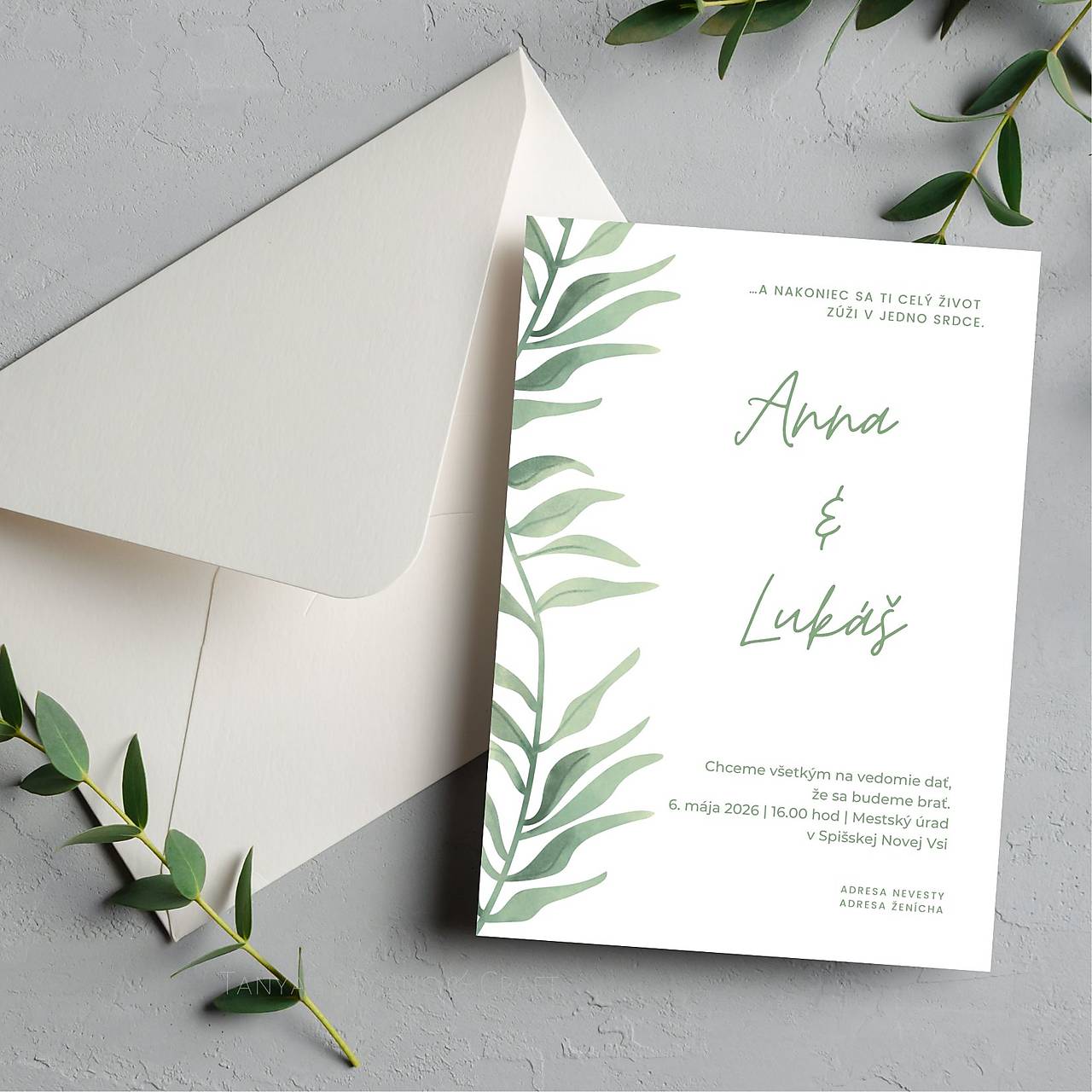 Prírodné svadobné oznámenie