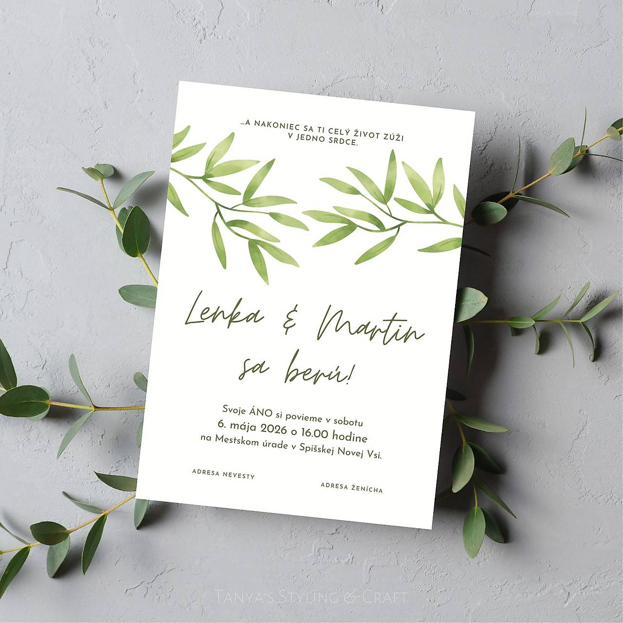 Prírodné svadobné oznámenie