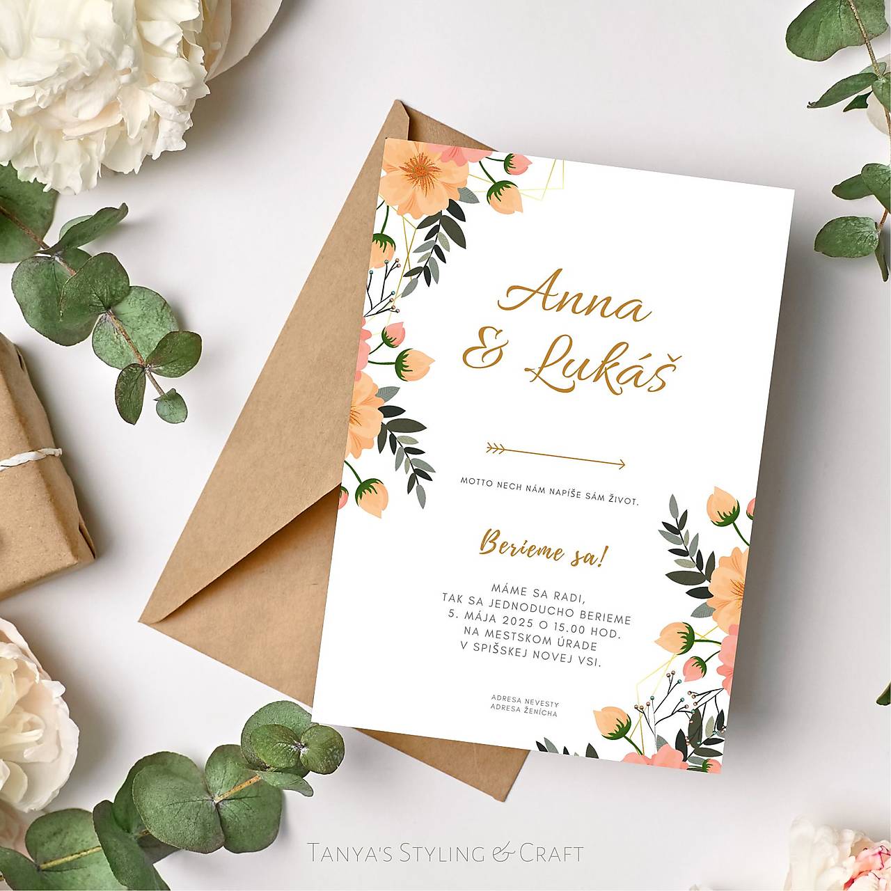 Kvetinkové svadobné oznámenie
