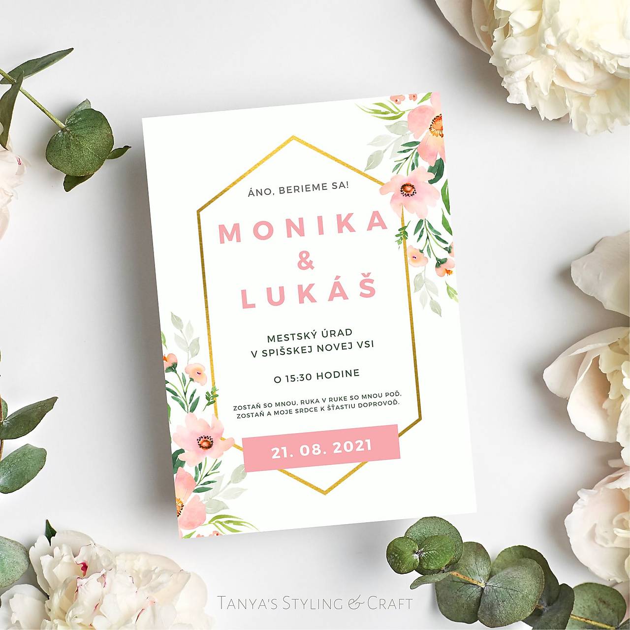 Kvetinkové svadobné oznámenie