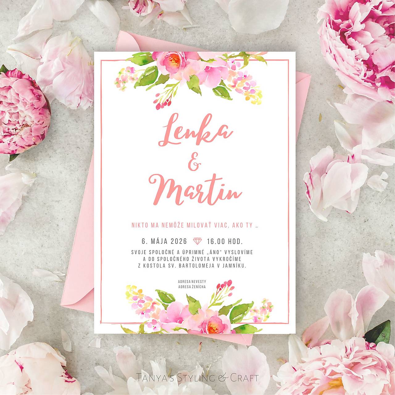 Kvetinkové svadobné oznámenie