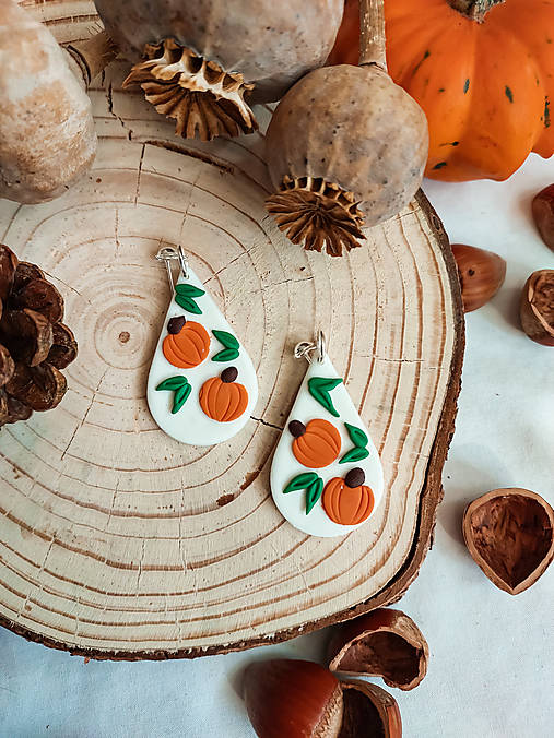 Náušnice - Jesenné visiace náušnice PUMPKIN PATCH (Slza (4 cm)) - 14945055_