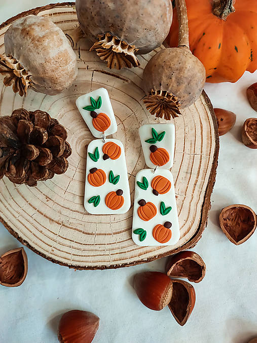 Náušnice - Jesenné visiace náušnice PUMPKIN PATCH (Hranaté (6 cm)) - 14945061_