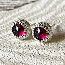 Náušnice - Classic Faceted Garnet Earrings & Silver Ag 925 / Strieborné náušnice s fazetovaným granátom - 14943538_