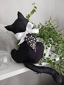 Dekorácie - šitá mačka čierna - 14943717_