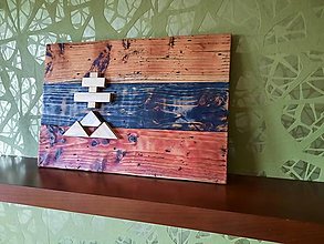 Tabuľky - Vlajka Slovenska z dreva (cca 50x40,5 cm) - 14942846_