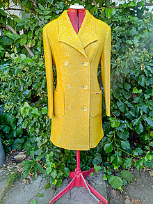 Bundy a kabáty - Vlnený hnedý zimný kabát (rôzne farby) (Horčicovo-mentolová) - 14944862_