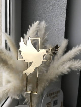 Dekorácie - Akrylový zápich holubica s krížom 04 - 14943808_