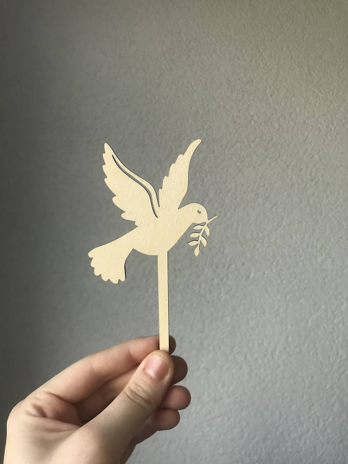 Dekorácie - Drevený zápich holubica 02 - 14943715_