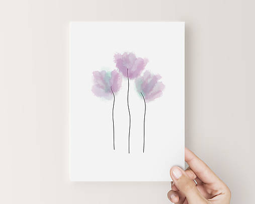 Jemná kvetinová pohľadnica - Fialové kvety