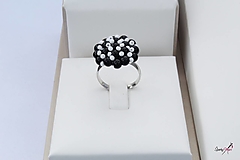 Prstene - čierno - biely prsteň - 14948344_