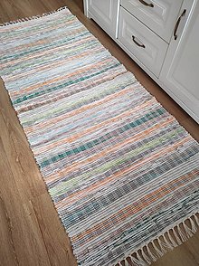 Úžitkový textil - Ručne tkaný koberec, oker, pastelový, oranž+zel. - 14948568_