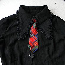 Pánske doplnky - Károvaná dámska kravata /bavlnený krep/ - 14948202_