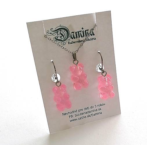 Náušnice - Sada medvedík (ružová svetlá II) - 14947645_