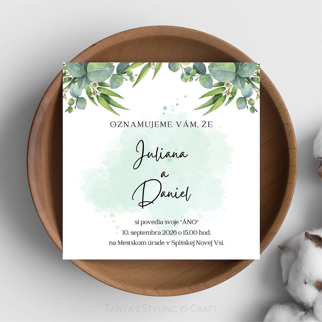 Kvetinkové svadobné oznámenie