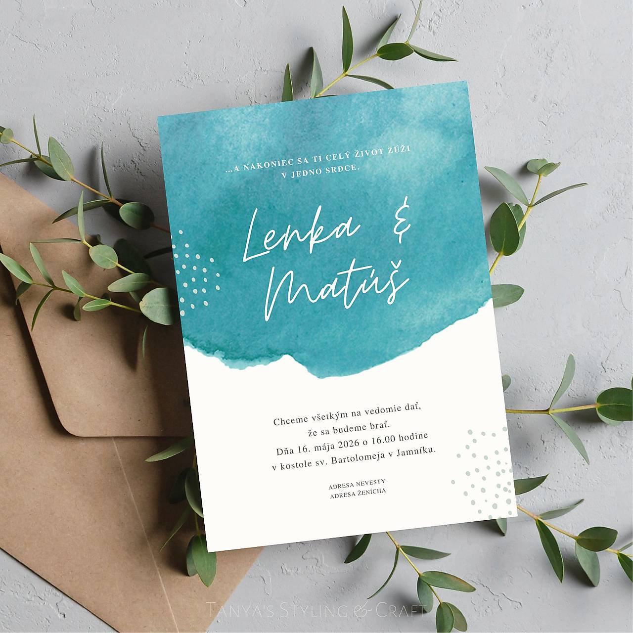 Akvarelové svadobné oznámenie