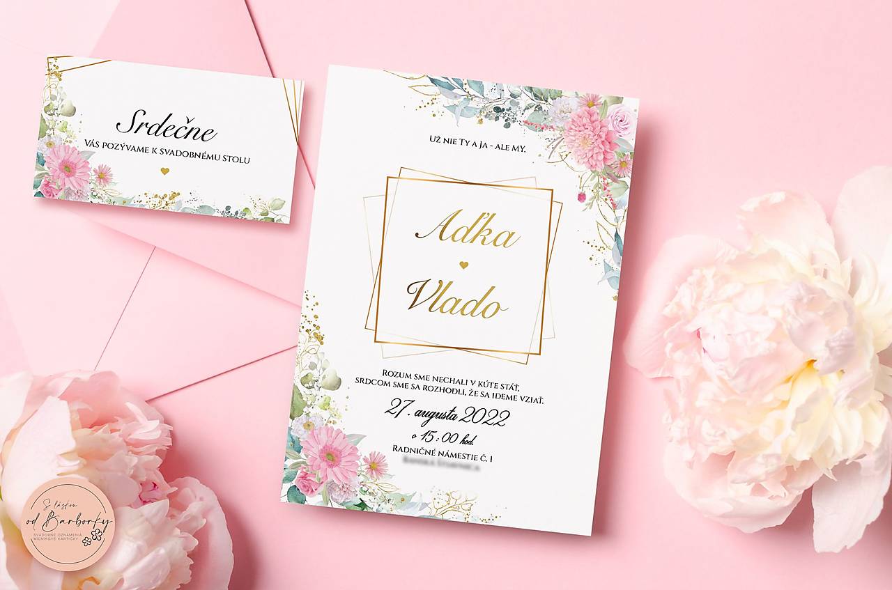 Svadobné oznámenie B#52 (Pozvánka k svadobnému stolu)