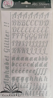 Papier - Glitrové nálepky  (240 znakov) (Strieborná abeceda (240ks)) - 14948069_