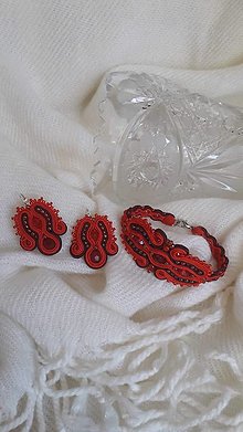 Sady šperkov - Červený šujtášový set - 14946149_