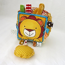 Hračky - Textilná úchopová kocka (Lev) - 14948771_