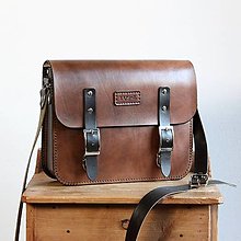 Pánske tašky - Pánska kožená messenger brašňa - 14949168_