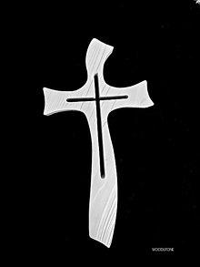 Dekorácie - Drevený kríž-biely,brúsený - 14951300_