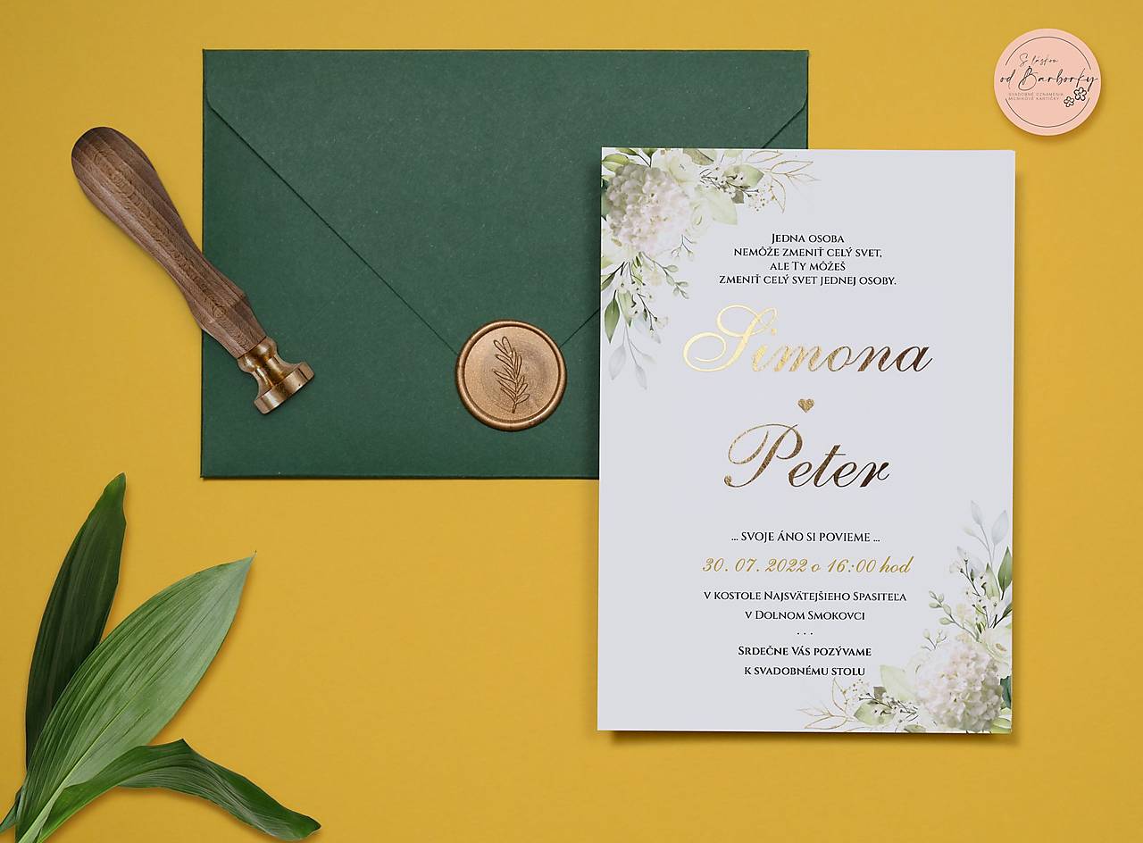 Svadobné oznámenie B#42 s metalickým zlátením (A1 - Svadobné oznámenie 20-50ks)