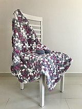 Detský textil - Puffy deka do kočíka 100x80cm bielo-šedo-ružová - 14950267_