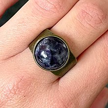 Prstene - Dark Amethyst Classic Bronze Ring / Bronzový prsteň s tmavým ametystom P0001 - 14952554_