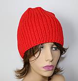 Čiapky, čelenky, klobúky - Pletená merino čiapka v nádhernej červenej farbe - 14953962_